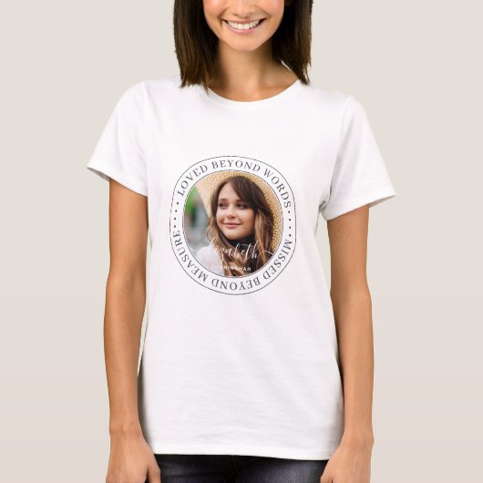 Memorial Loved Beyond Words Elegant Chic Photo T-shirt (Voorkant)
