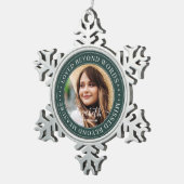 Memorial Loved Beyond Words Elegant Chic Photo Tin Sneeuwvlok Ornament (Rechts)