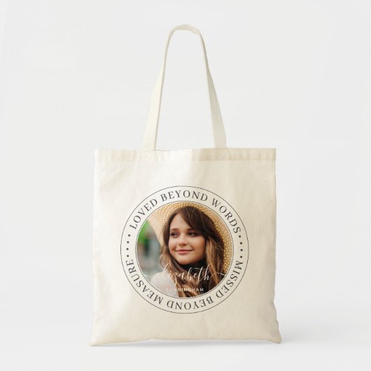 Memorial Loved Beyond Words Elegant Chic Photo Tote Bag (Voorkant)