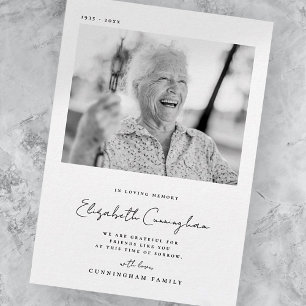 Memorial Loving Memory Elegant Simple Moderne Phot Bedankkaart