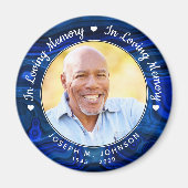 Memorial Loving Memory Photo Blue Marble Funeral Magneet (Voorkant)
