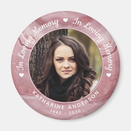 Memorial Loving Memory Roos Quartz Photo Funeral Magneet (Voorkant)