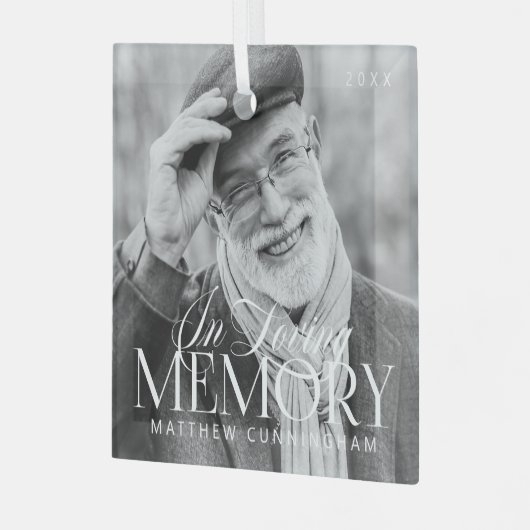 Memorial Loving Memory Simple Moderne Photo Glas Ornament (Voorkant links)