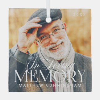 Memorial Loving Memory Simple Moderne Photo Glas Ornament