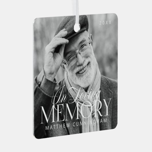 Memorial Loving Memory Simple Moderne Photo Metalen Ornament (Voorkant Rechts)