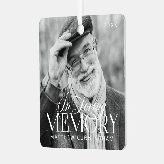 Memorial Loving Memory Simple Moderne Photo Metalen Ornament (Voorkant links)