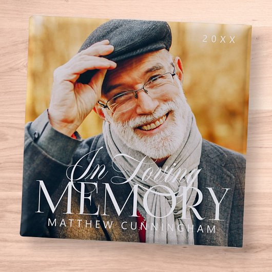 Memorial Loving Memory Simple Moderne Photo Vierkante Button 5,1 Cm