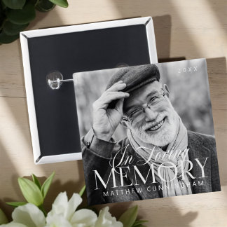 Memorial Loving Memory Simple Moderne Photo Vierkante Button 5,1 Cm