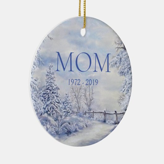 Memorial Ma Winter Forest Kerstfeestdag Keramisch Ornament (Rechts)