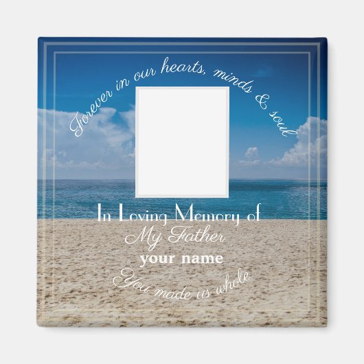 Memorial Magnet met tekst - Beach (Voorkant)