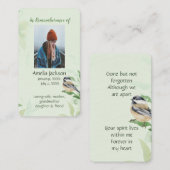 Memorial Memory Card Chickadee Spring Trees Visitekaartje (Voorkant / Achterkant)