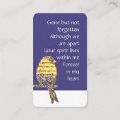 Memorial Memory Card Christelijk Song Bird Visitekaartje (Achterkant)