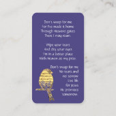 Memorial Memory Card Christelijk Song Bird Visitekaartje (Achterkant)