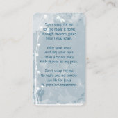 Memorial Memory Card Dragonfly White Flower Visitekaartje (Achterkant)