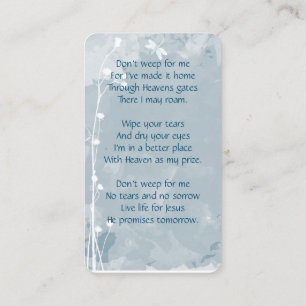 Memorial Memory Card Dragonfly White Flower Visitekaartje