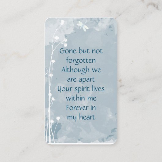 Memorial Memory Card Dragonfly White Flower Visitekaartje (Achterkant)