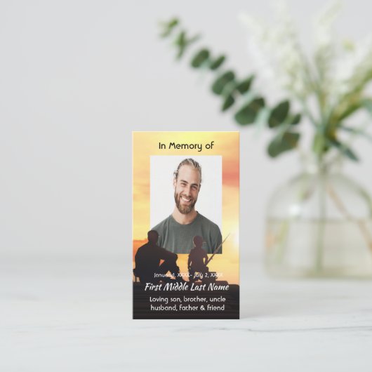 Memorial Memory Card Father Son Fishing Fisherman Visitekaartje (Staand voorkant)