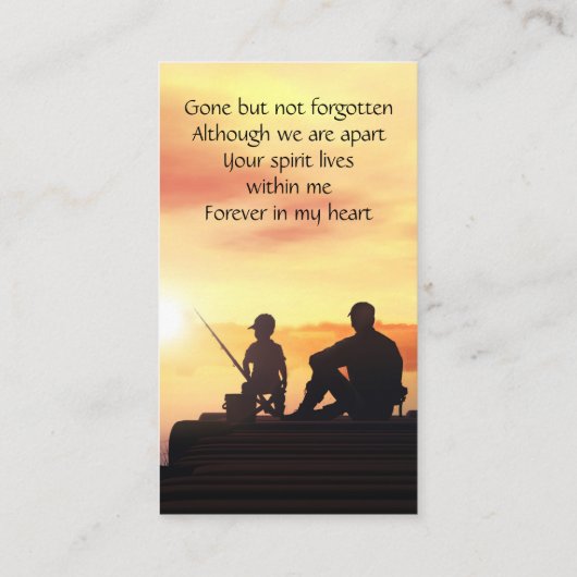 Memorial Memory Card Father Son Fishing Fisherman Visitekaartje (Achterkant)