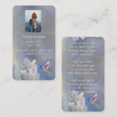 Memorial Memory Card Hummingbird White Flowers Visitekaartje (Voorkant / Achterkant)