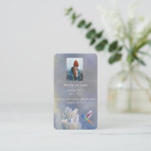 Memorial Memory Card Hummingbird White Flowers Visitekaartje (Staand voorkant)