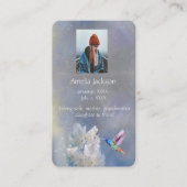 Memorial Memory Card Hummingbird White Flowers Visitekaartje (Voorkant)