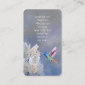 Memorial Memory Card Hummingbird White Flowers Visitekaartje (Achterkant)