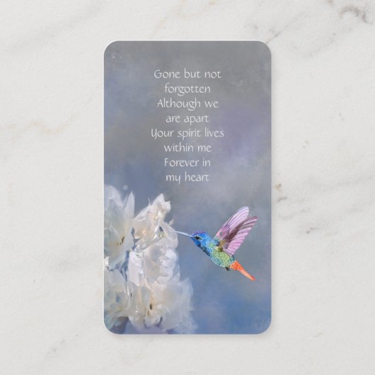 Memorial Memory Card Hummingbird White Flowers Visitekaartje (Achterkant)