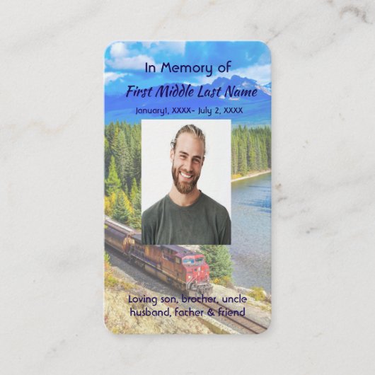 Memorial Memory Card Train Rail Tram Railway Visitekaartje (Voorkant)