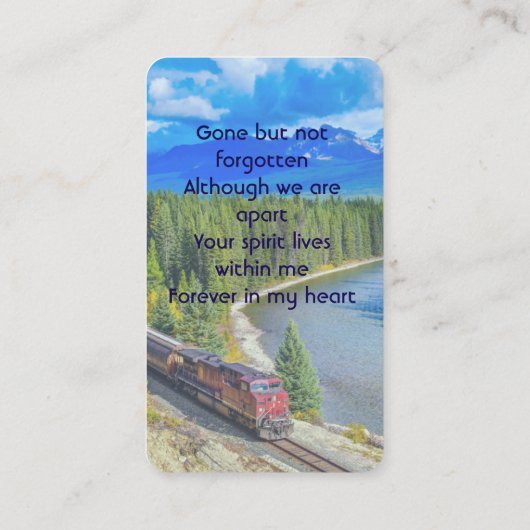 Memorial Memory Card Train Rail Tram Railway Visitekaartje (Achterkant)