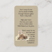 Memorial Memory Card Waterverf Seal Animals Visitekaartje (Achterkant)