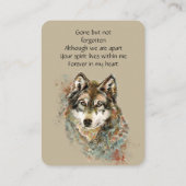 Memorial Memory Card Waterverf Wolf Animals Visitekaartje (Achterkant)
