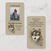 Memorial Memory Card Waterverf Wolf Animals Visitekaartje (Voorkant / Achterkant)