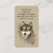 Memorial Memory Card Waterverf Wolf Animals Visitekaartje (Achterkant)