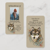 Memorial Memory Card Waterverf Wolf Animals Visitekaartje (Voorkant / Achterkant)