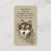 Memorial Memory Card Waterverf Wolf Animals Visitekaartje (Achterkant)