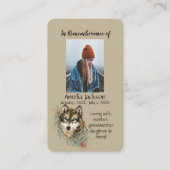Memorial Memory Card Waterverf Wolf Animals Visitekaartje (Voorkant)