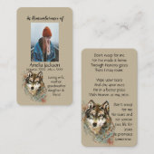 Memorial Memory Card Waterverf Wolf Animals Visitekaartje (Voorkant / Achterkant)