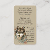 Memorial Memory Card Waterverf Wolf Animals Visitekaartje (Achterkant)
