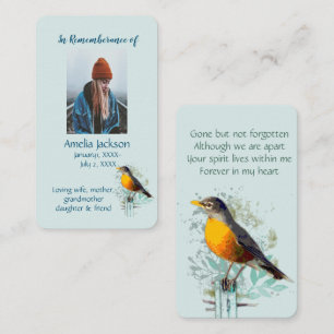 Memorial Memory Kaart American Robin Bird Art Visitekaartje