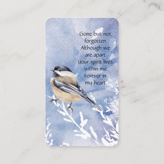 Memorial Memory Kaart Chickadee Bird Visitekaartje (Achterkant)