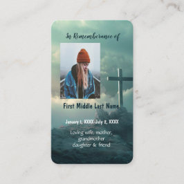 Memorial Memory Kaart Christelijk Cross op een heu Visitekaartje
