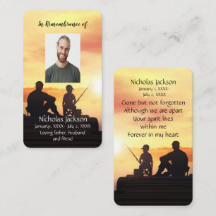 Memorial Memory Kaart Father Son Vist Fisherman Visitekaartje