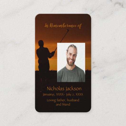 Memorial Memory Kaart Golf Golfer Golfing Visitekaartje (Voorkant)