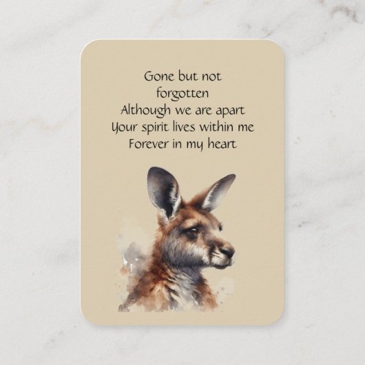 Memorial Memory Kaart Kangaroo Lover Australiër Visitekaartje (Achterkant)