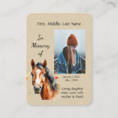 Memorial Memory Kaart Paardenliefhebber Visitekaartje (Voorkant)