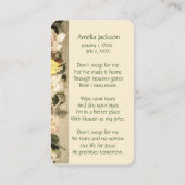 Memorial Memory Kaart Rozen Garden Floral Visitekaartje (Achterkant)