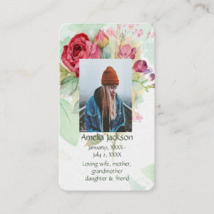 Memorial Memory Kaart Rozen Garden Flowers Floral Visitekaartje