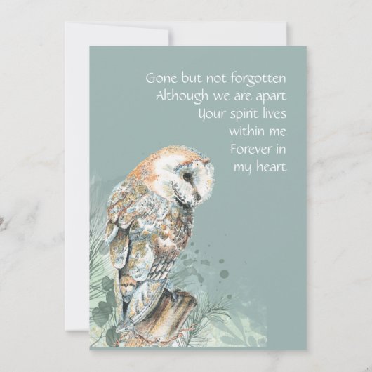 Memorial Memory Kaart Waterverf Barn Owl (Achterkant)