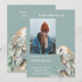 Memorial Memory Kaart Waterverf Barn Owl (Voorkant / Achterkant)