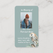 Memorial Memory Kaart Waterverf Barn Owl Bird Visitekaartje (Voorkant)